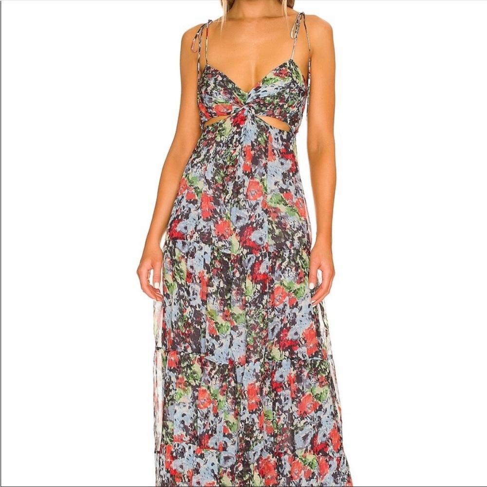 Floral Gown with Cutouts